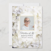 白いハイドレンジアの水彩画　命の感謝 招待状 (正面)