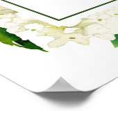 白いハイドレンジアの花の彩るリハーサルディナーサイン ポスター (角)