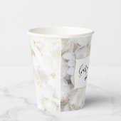 白いハイドレンチアの花の水彩画ウェディング 紙コップ (右)