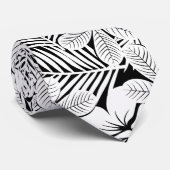 白いハイビスカスとパーム葉の ネクタイ (ロール)