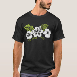 白いハイビスカスと離れ Tシャツ