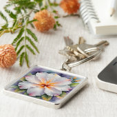 白いハイビスカスの花のキーチェーン キーホルダー (側面)