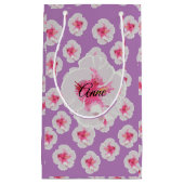 白いハイビスカスの花のパタパーソナライズされたーン スモールペーパーバッグ (正面)