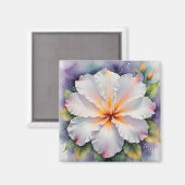 白いハイビスカスの花のマグネット マグネット (正面/裏面)