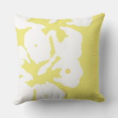 白いハイビスカスフラワーオンイエロー装飾用クッション クッション (裏面)