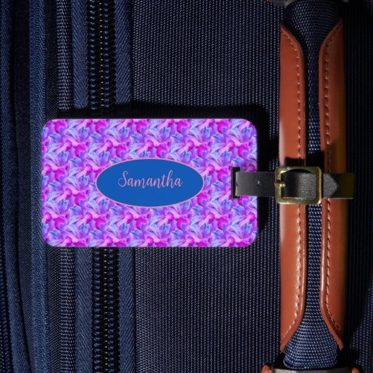 白いハイビスカスフラワーブーケパーソナライズされたント ラゲッジタグ (正面インサイチュ4)