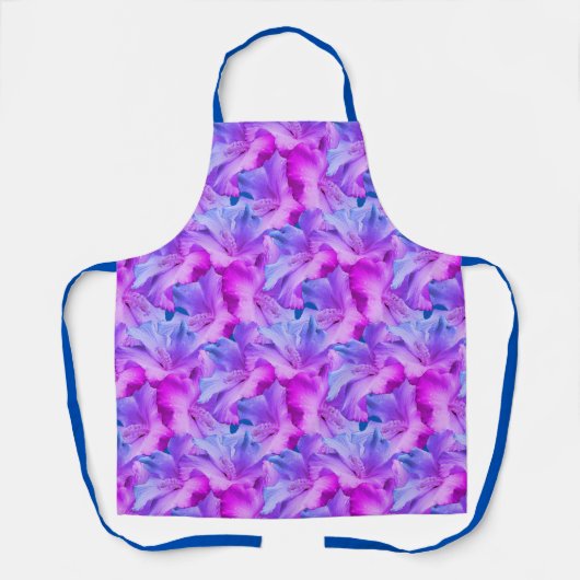 白いハイビスカスフラワーブーケ着色 エプロン (正面)