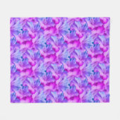 白いハイビスカスフラワーブーケ着色 フリースブランケット (正面(横))