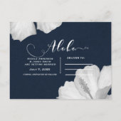 白いハイビスカス 青いトロピカル セーブ・ザ・デート 案内ポストカード (裏面)