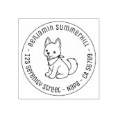 白いハスキーの子犬の犬の丸い住所 ラバースタンプ (インプリント)