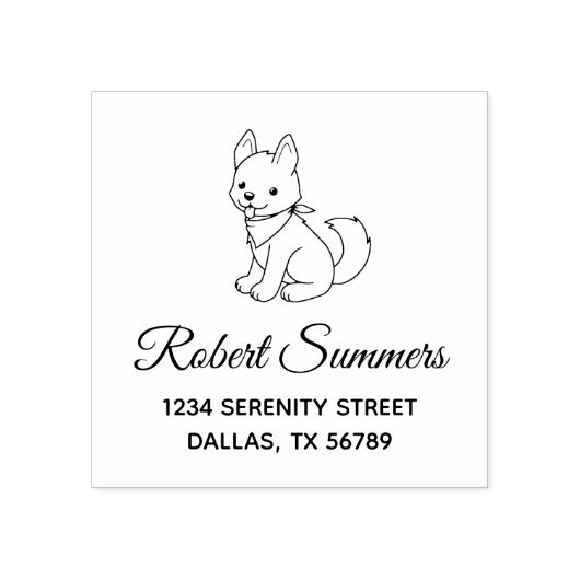 白いハスキーの犬のアドレス ラバースタンプ (インプリント)