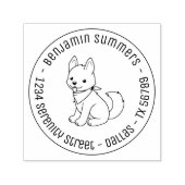 白いハスキーの犬の丸いアドレス セルフインキングスタンプ (デザイン)