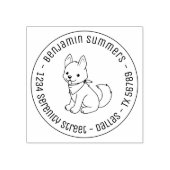 白いハスキーの犬の丸いアドレス ラバースタンプ (インプリント)