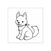 白いハスキーの犬の色を私 ラバースタンプ (インプリント)