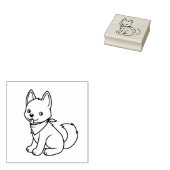 白いハスキー子犬のぬりえ ラバースタンプ (押印)