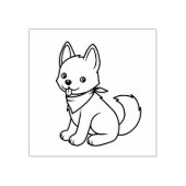 白いハスキー子犬のぬりえ ラバースタンプ (インプリント)