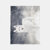 白いハスキー フリースブランケット (正面)