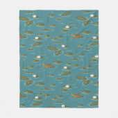 白いハス・アリゲーター・ウォーターズ・パターン フリースブランケット (正面)