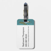 白いハス・アリゲーター・ウォーターズ・パターン ラゲッジタグ (裏面縦)