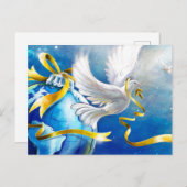 白いハトの平和と水彩 ポストカード (正面/裏面)