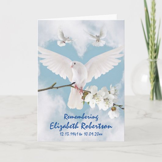 白いハトの美しさ「泣かない」記念 カード (正面)