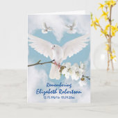 白いハトの美しさ「泣かない」記念 カード (黄色い花)