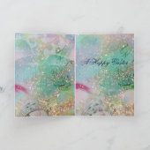 白いハト、青のピンクの花を持つイースター卵 シーズンカード (内部)