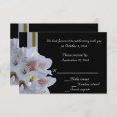 白いハナミズキの花の出欠確認カード 招待状 (正面/裏面)