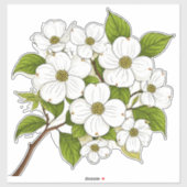 白いハナミズキの花の房が枝に シール (シート)