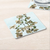 白いハナミズキの花の開花 スクエアペーパーコースター (アングル)