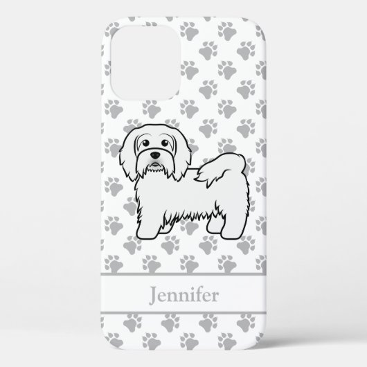 白いハバニーズのキャラクター犬のイラストと名前 Case-Mate iPhoneケース (裏面)
