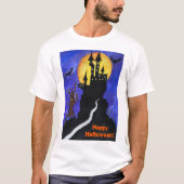 白いハロウィンIllustartionの男性基本的なTシャツ Tシャツ (正面)