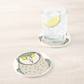 白いハンサムな緑のフクロウ コースター (側面)