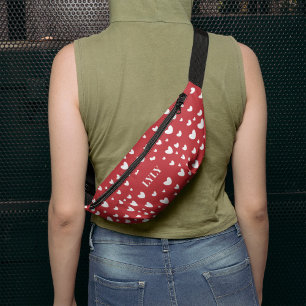 白いハートが赤い背景バレンタインデー ファニーパック