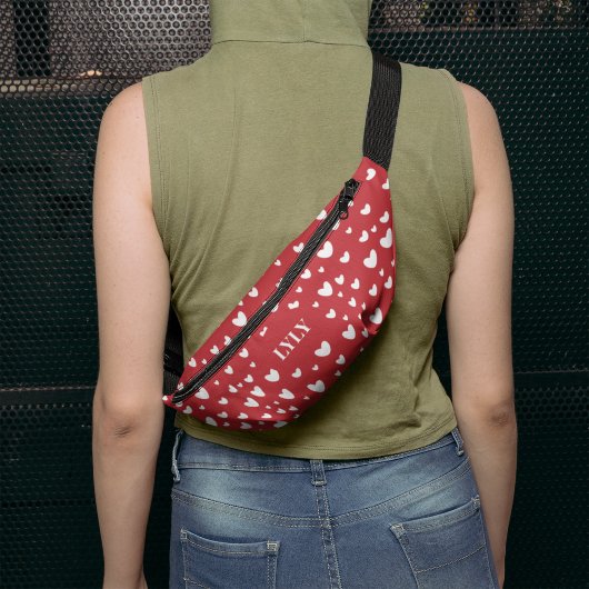 白いハートが赤い背景バレンタインデー ファニーパック