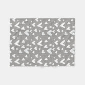 白いハートとの灰色 フリースブランケット (正面(横))