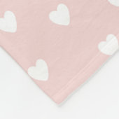 白いハートとの赤面のピンク フリースブランケット (角)