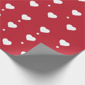 白いハートとドットパターンバレンタイン ラッピングペーパー (角)