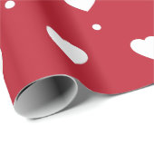 白いハートとドットパターンバレンタイン ラッピングペーパー (ロールコーナー)