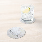 白いハートと牡丹結婚の花 ペーパーコースター (インサイチュ)