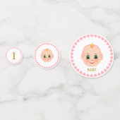 白いハートと1歳の誕生日パーティー コンフェッティ (正面)
