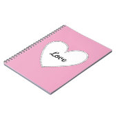 白いハートのピンクの愛 ノートブック (左側)