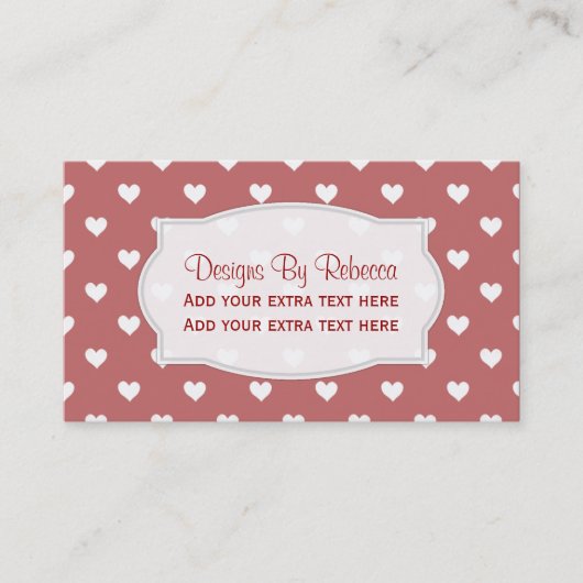 白いハートの名刺との赤 名刺 (正面)