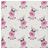 白いハートの大きさのイチゴカスタム牛 ファブリック (見本)