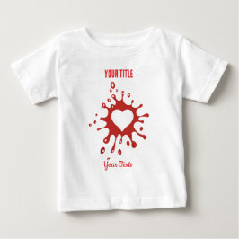 白いハートの形のくり抜きがある赤いペンキの飛沫 ベビーTシャツ
