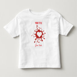 白いハートの形の切り抜きのある赤いペンキの飛沫 トドラーTシャツ