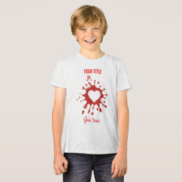 白いハートの形の切り抜きのある赤いペンキの飛沫 トライブレンドTシャツ