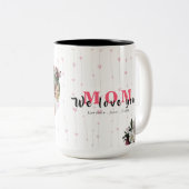 白いハートの形をしたカスタム写真の贈モノグラムのり物 ツートーンマグカップ (正面右)