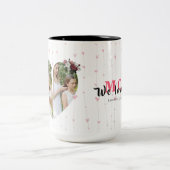 白いハートの形をしたカスタム写真の贈モノグラムのり物 ツートーンマグカップ (中央)