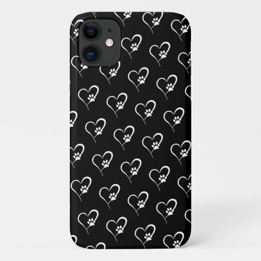 白いハートの犬の足あと Case-Mate iPhoneケース iPhone 11 ケース (裏面)